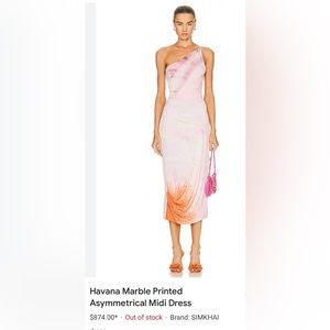 NWT 🆕 #137-JONATHAN SIMKHA Havana Marble Printed Asymmetrical Midi Dress Size S